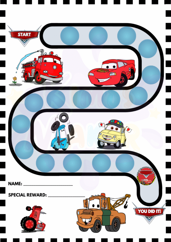 Cars potty training template